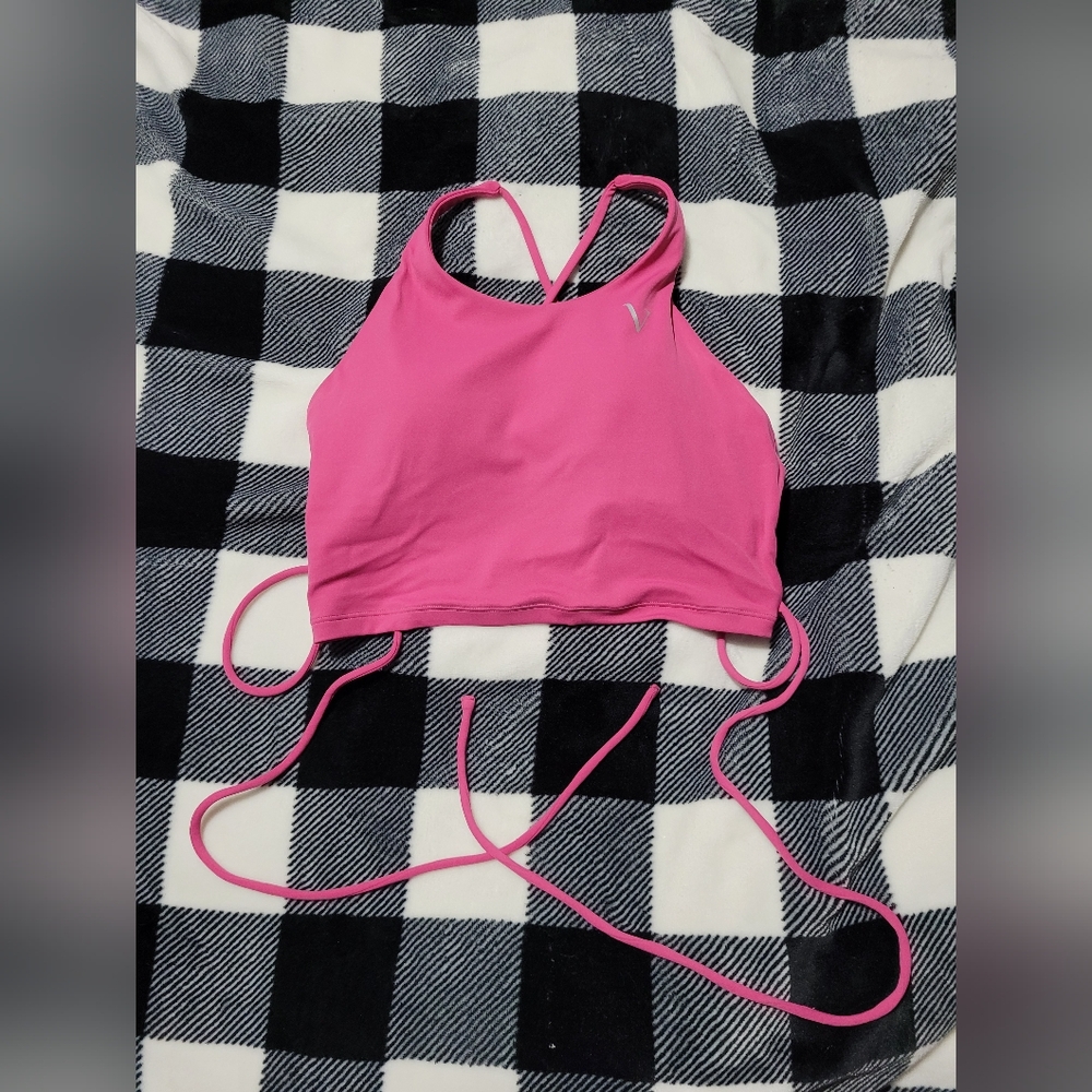 Pink Crop Top with Strappy Design